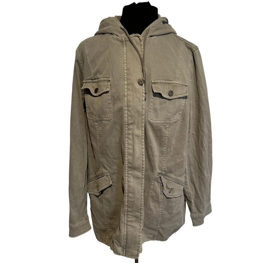 Torrid Olive Utility Jacket‎ Hooded Soft Twill Denim Plus Size 2